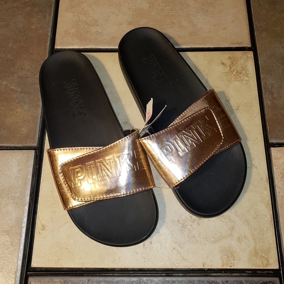PINK Victoria's Secret Shoes - New VS Pink Gold Slides